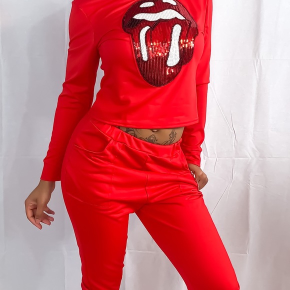 “Rolling Rebel” Red Sweater Set - Picture 3 of 5